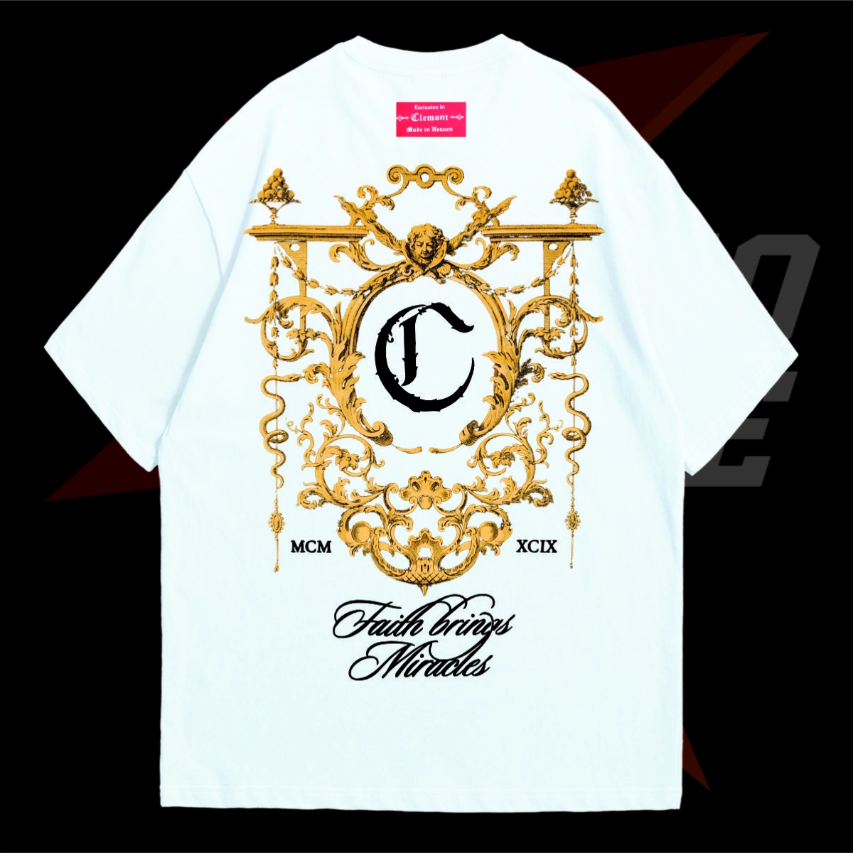 Camiseta Clemont | Faith Brings Miracles Blanca - Vista trasera